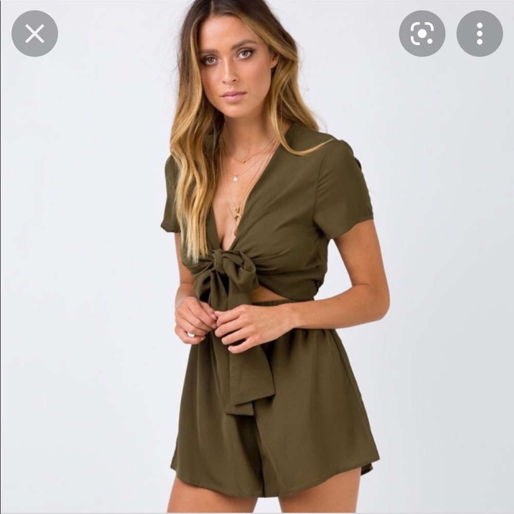 Princess Polly Pure Rhythm romper Khaki
